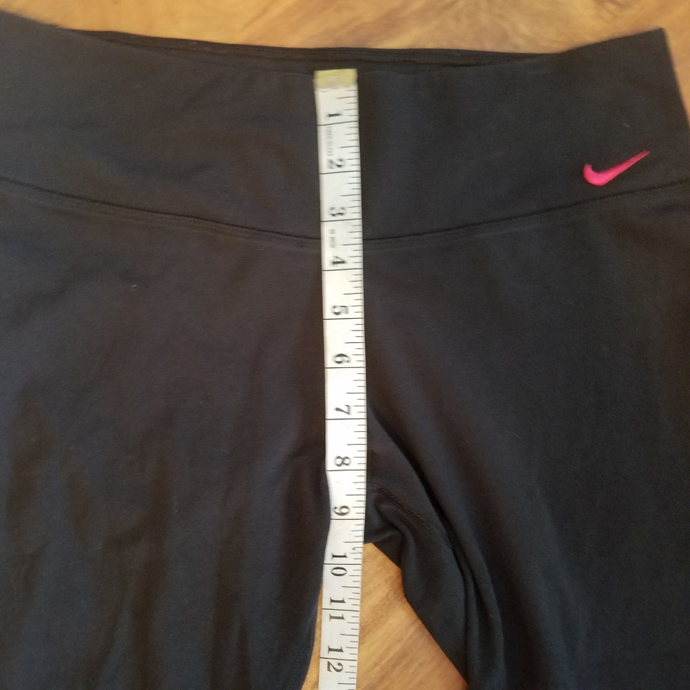Nike Leggings Womens Medium Capri Dri-Fit Pull On Running Black Tub1 - Picture 8 of 9